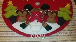 Jupe de sapin de Noël en feutre rouge et polaire fait main 42-43. Fabriqué aux États-Unis, neuf.