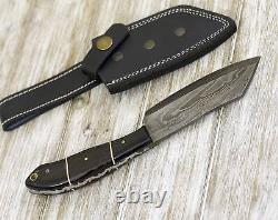Knife Damascus Seax, Couteau En Acier Damas, Chasse Damas, Poignée Composite