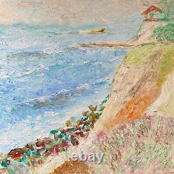 La Jolla Seascape Peinture À L'huile Sur Toile Étirée Originale Art Unique Fait À La Main