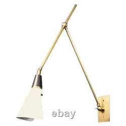 Lampe murale réglable Magari en bronze, blanc et laiton par Exoticshandicrafts