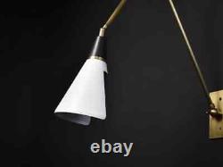 Lampe murale réglable Magari en bronze, blanc et laiton par Exoticshandicrafts