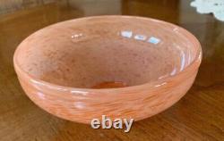 Lewis Olson Blown Art Glass Orange Bowl 2007 Made In USA -signé