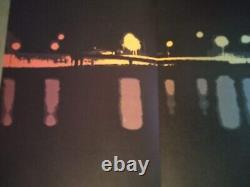 Lithographie rare et ORIGINALE de 1962 d'Eugene Feldman : L'autoroute Schuylkill la nuit.