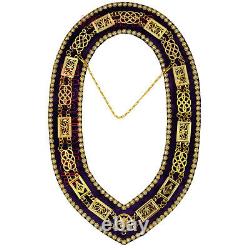 Maître de la Grande Loge maçonnique Maître Maçon 100% Tablier en Peau de Mouton avec Collier à Chaîne Fait Main