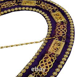 Maître de la Grande Loge maçonnique Maître Maçon 100% Tablier en Peau de Mouton avec Collier à Chaîne Fait Main