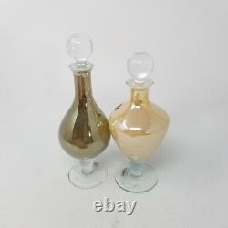 Murano Blanc Cristal À La Main Blown Italie Art Vase De Verre Ensemble De Bouteille De Parfum 10 9