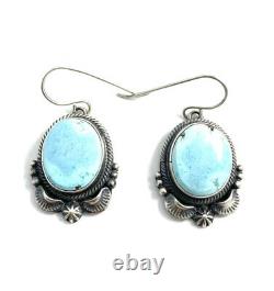 Native American Sterling Argent Navajo Handmade Golem Hill Boucle D'oreille Turquoise