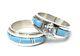Native American Sterling Silver Navajo Handmade Turquoise Wedding Set Taille 7,25