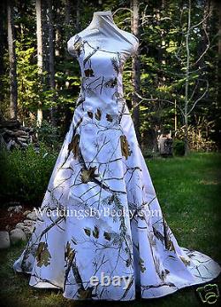 New Camo Wedding Gown/realtree Ou Mossy Oak Satin'abigail' Made Uniquement Aux USA