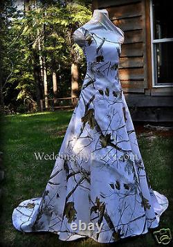 New Camo Wedding Gown/realtree Ou Mossy Oak Satin'abigail' Made Uniquement Aux USA