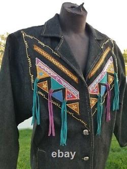 Nice Femmes Pioneer Wear (fabriqué Aux États-unis) Painted Southwest Long Denim Coat 12