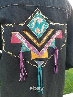 Nice Femmes Pioneer Wear (fabriqué Aux États-unis) Painted Southwest Long Denim Coat 12