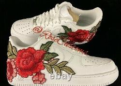 Nike Air Force 1 07 Basse Rose Rouge Fleur Florale Blanc Chaussures Sur Mesure Toutes Les Tailles