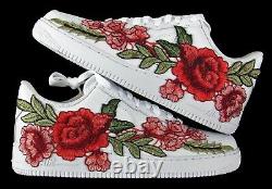 Nike Air Force 1 07 Faible Hommes Rouge Blanc Rose Fleur Florale Chaussures Personnalisées Taille 12