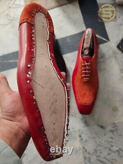 Nouvelles chaussures élégantes formelles en cuir suédé faites à la main pour hommes