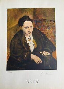 Pablo Picasso Print, Gertrude Stein, 1906 Original Signé À La Main & Coa