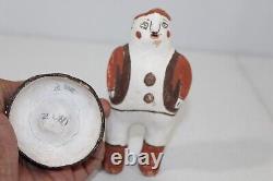 Paire de figures en poterie pueblo Zuni vintage : homme debout et femme assise 5,5 et 3 pouces