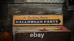 Panneau personnalisé pour la fête d'Halloween en famille - Panneau en bois rustique fait à la main pour Halloween
