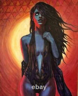 Peinture Artisanale Originale Lady Of The Sun Portrait Art By Joshua Bentley