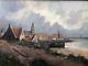 Peinture à L'huile Sur Panneau Paysage Marin Fait Main 14x20 Artiste Néerlandais J. M. Beek Xx
