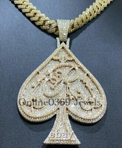 Pendentif initial Ace Spade pour hommes en argent avec moissanite de 6.6 carats - Testeur gratuit