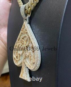 Pendentif initial Ace Spade pour hommes en argent avec moissanite de 6.6 carats - Testeur gratuit