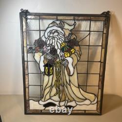 Père Noël Vitrail Mayda 20 X 16 Cadre en laiton
