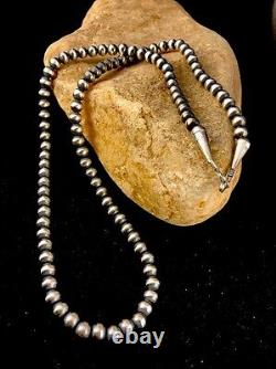 Perles populaires natives de Navajo - Collier de perles en argent sterling de 4mm - Vente de 21 pouces