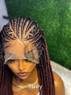 Perruque tressée à la main en cornrows avec dentelle intégrale