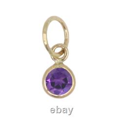 Petit Charme Rond en Améthyste Fait Main en Or Jaune 14 carats