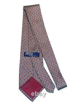 Ralph Lauren Tie Par Polo 100% Silk Hand Made Usa, Authentique, Rouge, Vert