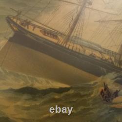 Rare Antiquité Chromolithographie F. E. Buttersworth Go Right Naufrage de San Francisco