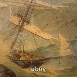 Rare Antiquité Chromolithographie F. E. Buttersworth Go Right Naufrage de San Francisco