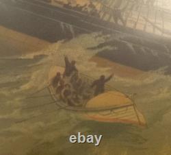 Rare Antiquité Chromolithographie F. E. Buttersworth Go Right Naufrage de San Francisco