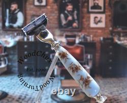 Rasoir de rasage fait main en pomme de pin et résine VOIR VIDÉO 1050