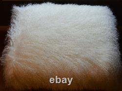 Real Natural White Mongol Lamb Fur Tabouret Pieds Acryliques Tibet Banc Ottoman USA