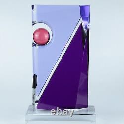 Shlomi Haziza 17 Sculpture Géométrique Acrylique Violet et Transparent Art Moderne
