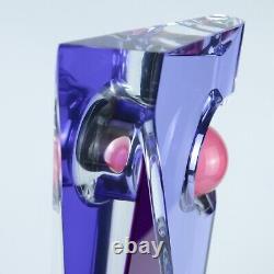 Shlomi Haziza 17 Sculpture Géométrique Acrylique Violet et Transparent Art Moderne