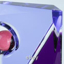 Shlomi Haziza 17 Sculpture Géométrique Acrylique Violet et Transparent Art Moderne