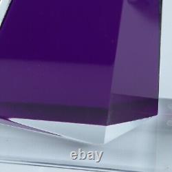 Shlomi Haziza 17 Sculpture Géométrique Acrylique Violet et Transparent Art Moderne