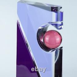 Shlomi Haziza 17 Sculpture Géométrique Acrylique Violet et Transparent Art Moderne
