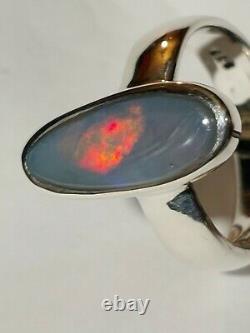Solide Australien Opal Ring 925 Serling Silver, Taille 6.5, Fabriqué À La Main Aux États-unis