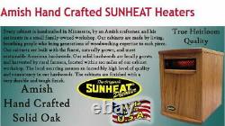 Sunheat USA Chauffe-eau Infrarouge Fabriqué À La Main Amish Made Oak 1500 Watt 5 Yr Garantie
