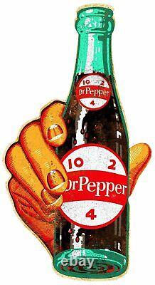 Support de main Dr Pepper 10 2 4 Bouteille 22 Enseigne publicitaire en métal fabriquée aux États-Unis de haute qualité