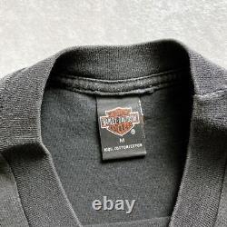 T-shirt Harley-Davidson noir taille M en coton 100% fabriqué aux États-Unis dans les années 90 H393