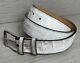 Taille 34 Ceinture En Peau De Crocodile / Alligator Faite Main Gris / Blanc