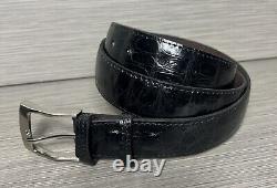 Taille 36 Ceinture en Peau de Crocodile / Alligator Fait Main Noir