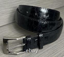 Taille 36 Ceinture en Peau de Crocodile / Alligator Fait Main Noir