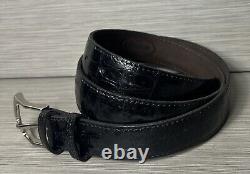 Taille 36 Ceinture en Peau de Crocodile / Alligator Fait Main Noir