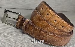 Taille 38 Ceinture en cuir de crocodile / alligator faite main couleur tan